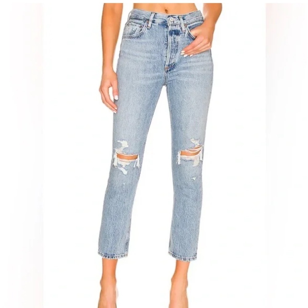 Womens AGOLDE Riley Crop High Rise Straight Jeans